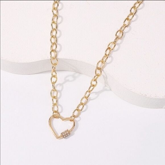 Necklace Heart Retro Zinc Alloy Rhinestone CHIC - Picture 4 of 8